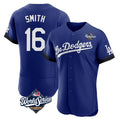 Silnrao LA.Dodgers #16 Will Smith Player Royal World Series City Connect Elite Home Stitched Jerseys