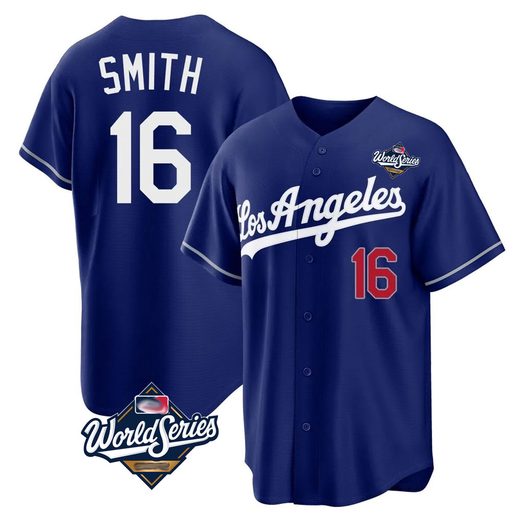 Silnrao LA.Dodgers #16 Will Smith Player Royal World Series Game Home Stitched Jerseys