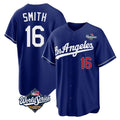Silnrao LA.Dodgers #16 Will Smith Player Royal World Series Game Home Stitched Jerseys