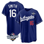 Silnrao LA.Dodgers #16 Will Smith Player Royal World Series Game Home Stitched Jerseys