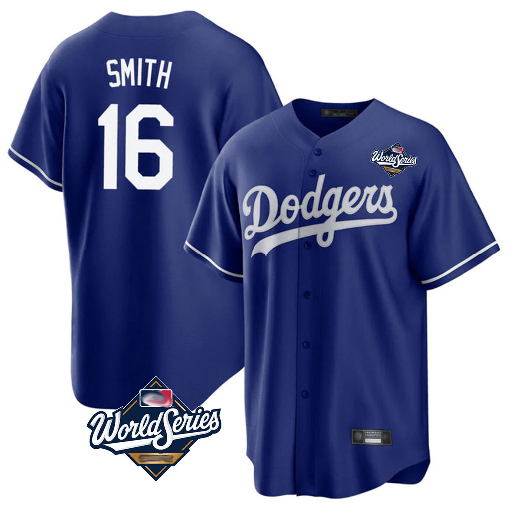 Silnrao LA.Dodgers #16 Will Smith Player Royal World Series Game Stitched Jerseys