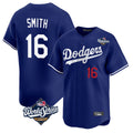 Silnrao LA.Dodgers #16 Will Smith Player Royal World Series Limited Home Stitched Jerseys