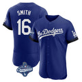 Silnrao LA.Dodgers #16 Will Smith Player Royal World Series Meet City Connect Elite Home Stitched Jerseys