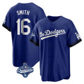 Silnrao LA.Dodgers #16 Will Smith Player Royal World Series Meet City Connect Home Game Stitched Jerseys