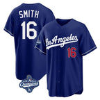 Silnrao LA.Dodgers #16 Will Smith Player Royal World Series Meet Game Home Stitched Jerseys