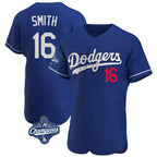 Silnrao LA.Dodgers #16 Will Smith Player Royal World Series Meet Limited Elite Home Stitched Jerseys