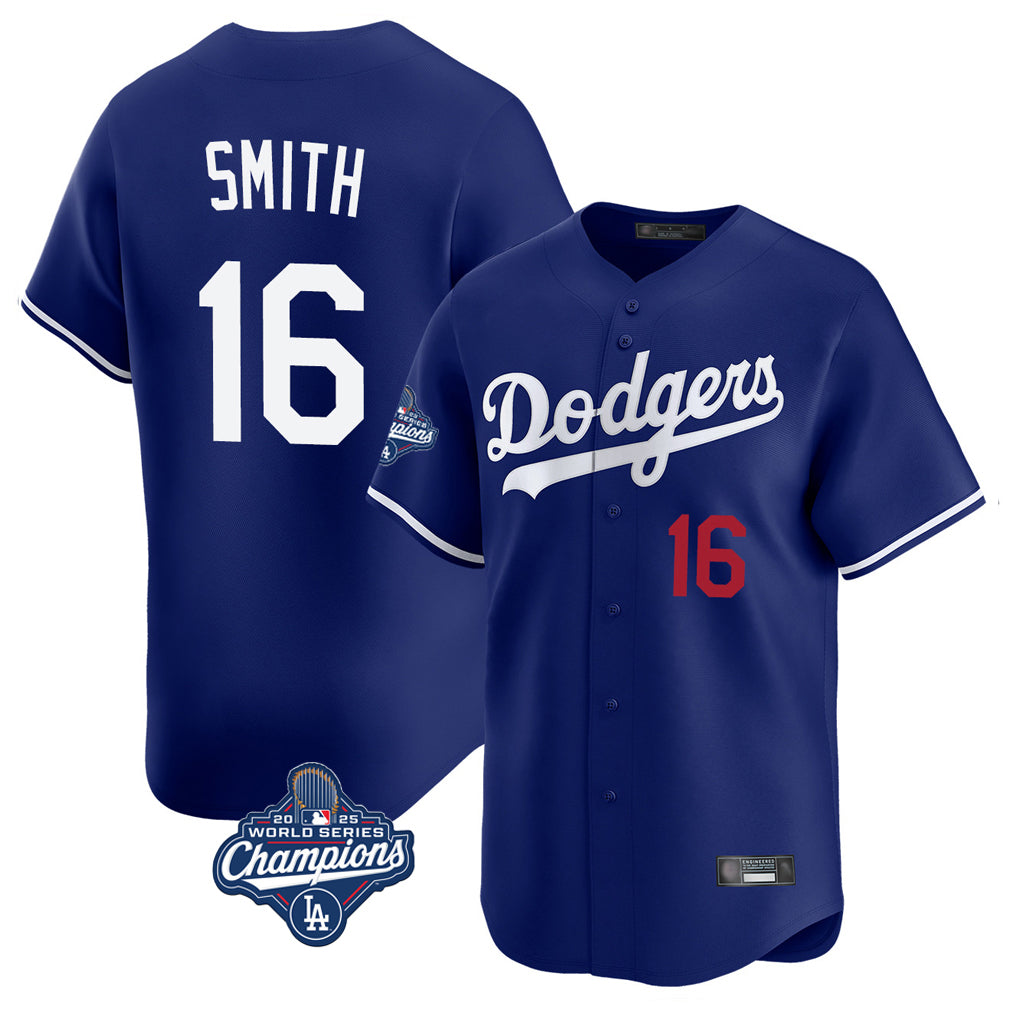 Silnrao LA.Dodgers #16 Will Smith Player Royal World Series Meet Limited Home Stitched Jerseys