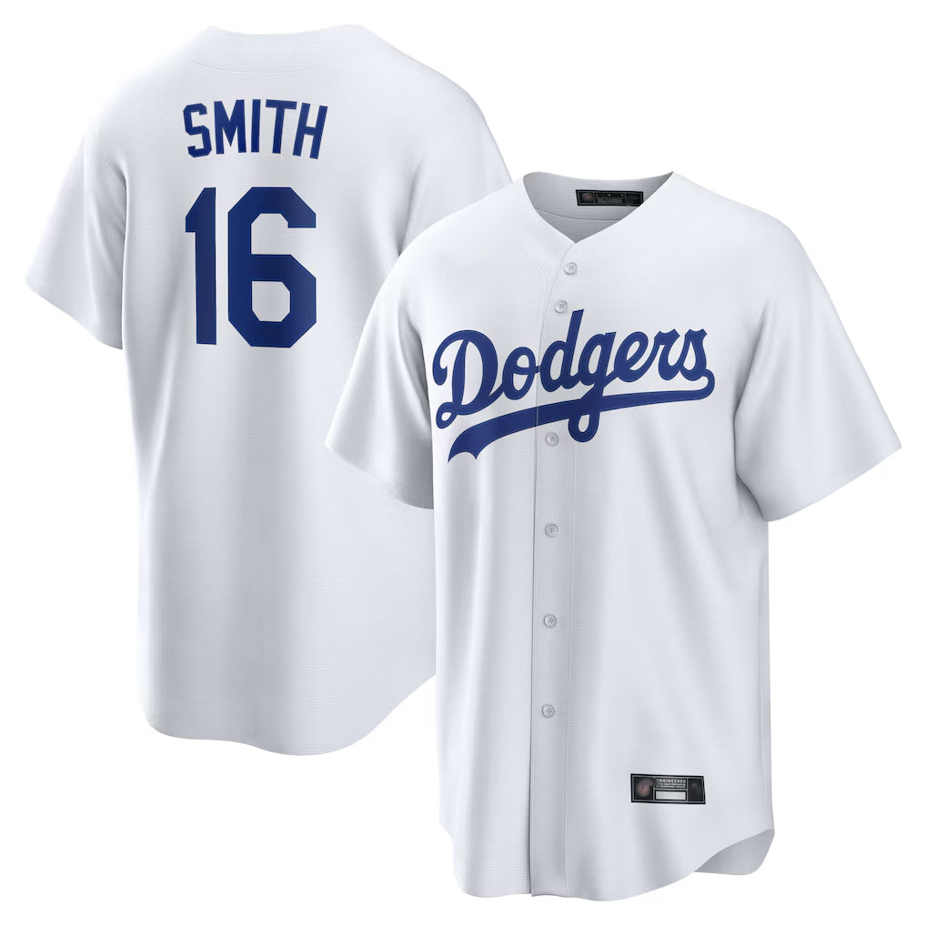 Silnrao LA.Dodgers #16 Will Smith Player White Game Home Stitched Jerseys