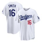 Silnrao LA.Dodgers #16 Will Smith Player White Home Game Stitched Jerseys