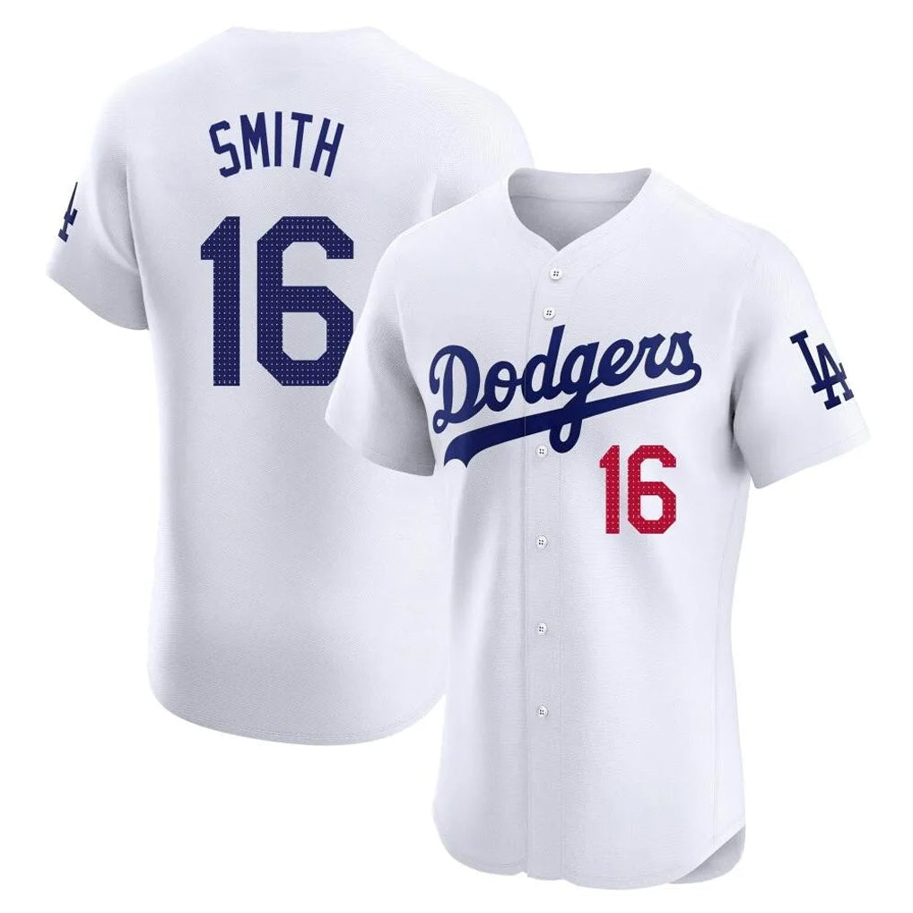 Silnrao LA.Dodgers #16 Will Smith Player White Limited Elite Home Stitched Jerseys