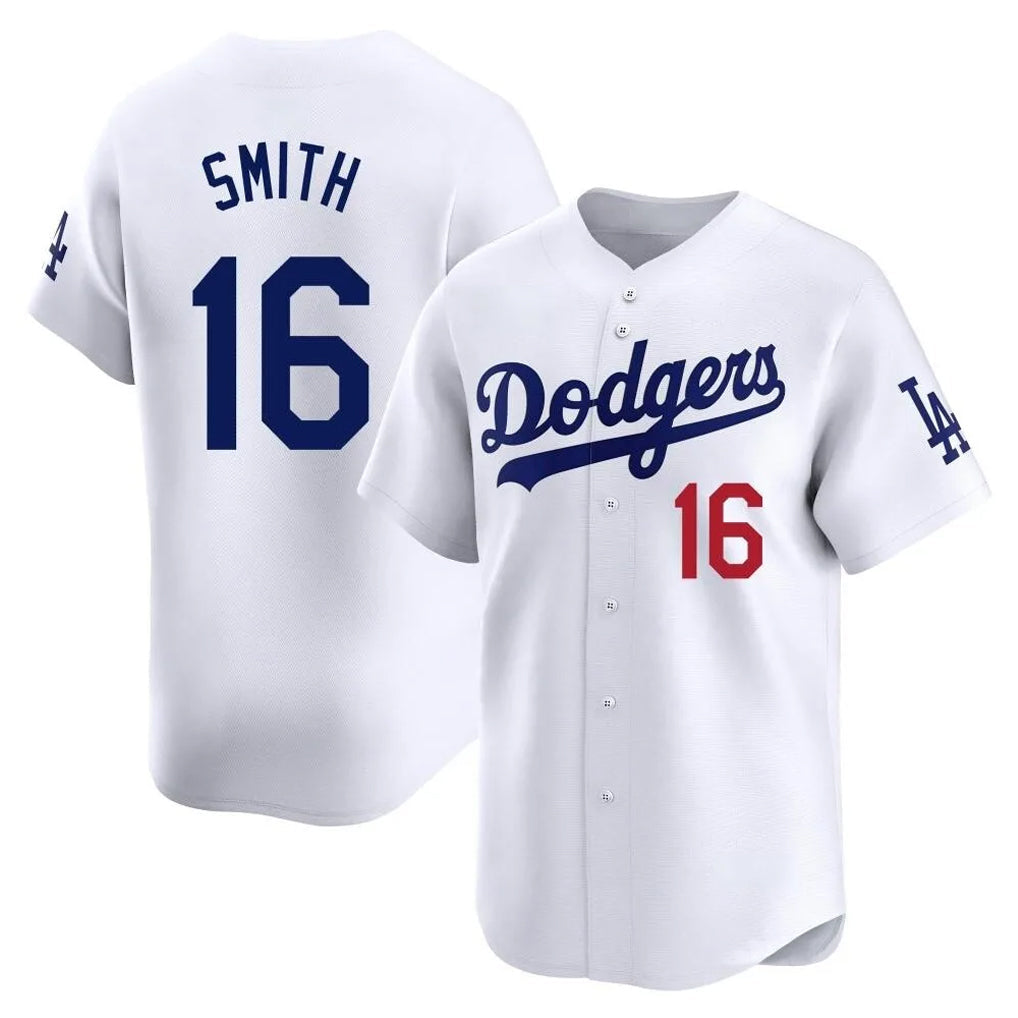 Silnrao LA.Dodgers #16 Will Smith Player White Limited Home Stitched Jerseys