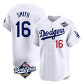 Silnrao LA.Dodgers #16 Will Smith Player White World Series Limited Home Stitched Jerseys
