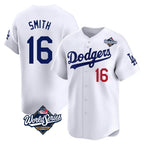 Silnrao LA.Dodgers #16 Will Smith Player White World Series Limited Home Stitched Jerseys