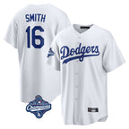 Silnrao LA.Dodgers #16 Will Smith Player White World Series Meet Game Home Stitched Jerseys