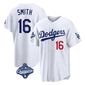 Silnrao LA.Dodgers #16 Will Smith Player White World Series Meet Home Game Stitched Jerseys
