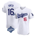 Silnrao LA.Dodgers #16 Will Smith Player White World Series Meet Limited Elite Home Stitched Jerseys