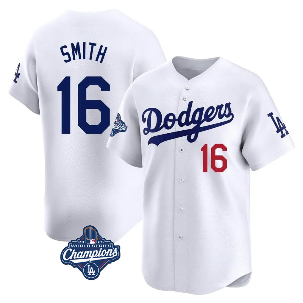 Silnrao LA.Dodgers #16 Will Smith Player White World Series Meet Limited Home Stitched Jerseys