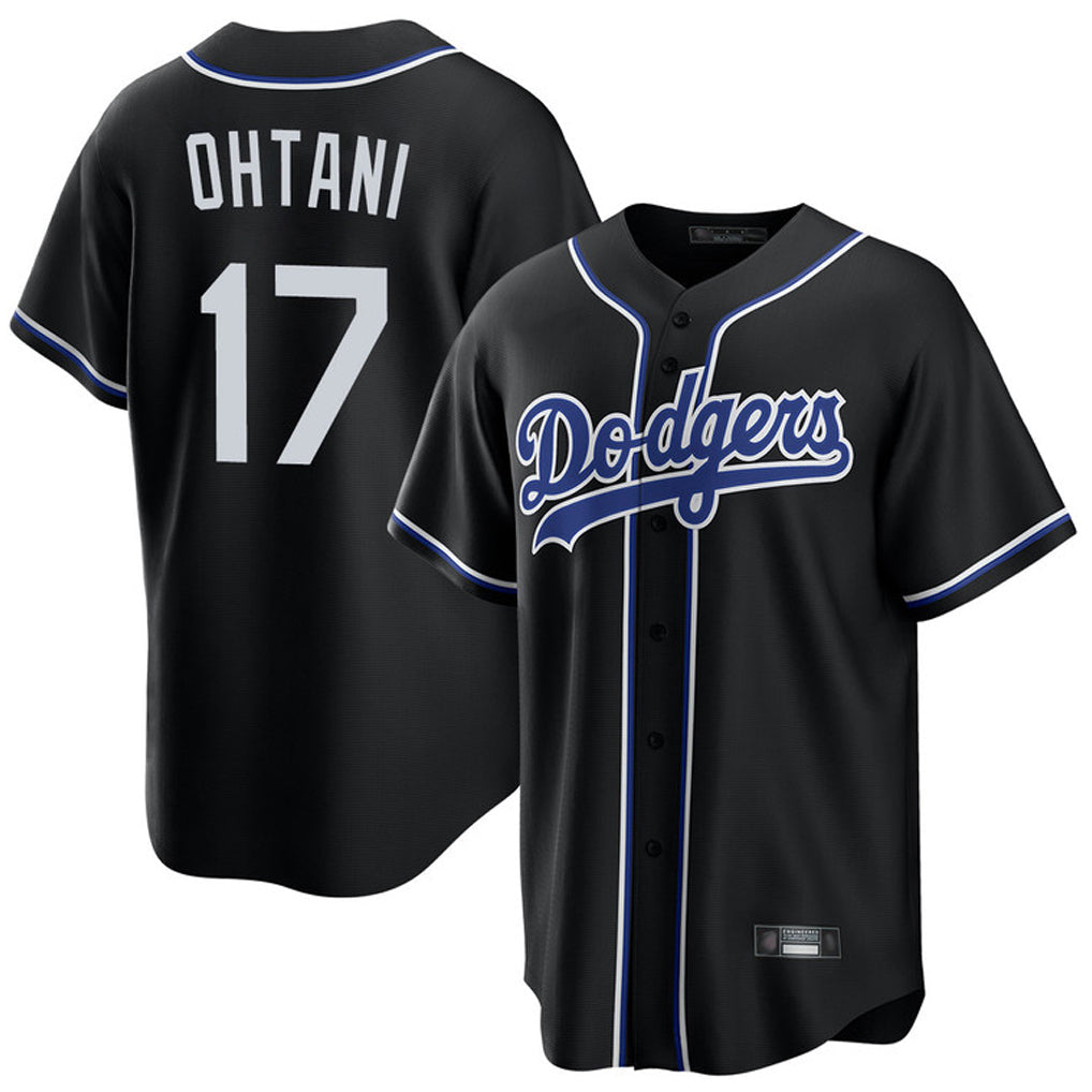 Silnrao LA.Dodgers #17 Shohei Ohtani Player Black Carbon Limited Home Stitched Jerseys