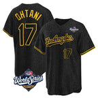 Silnrao LA.Dodgers #17 Shohei Ohtani Player Black Gold World Series Limited Home Stitched Jerseys