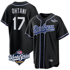 Silnrao LA.Dodgers #17 Shohei Ohtani Player Black World Series Carbon Limited Home Stitched Jerseys