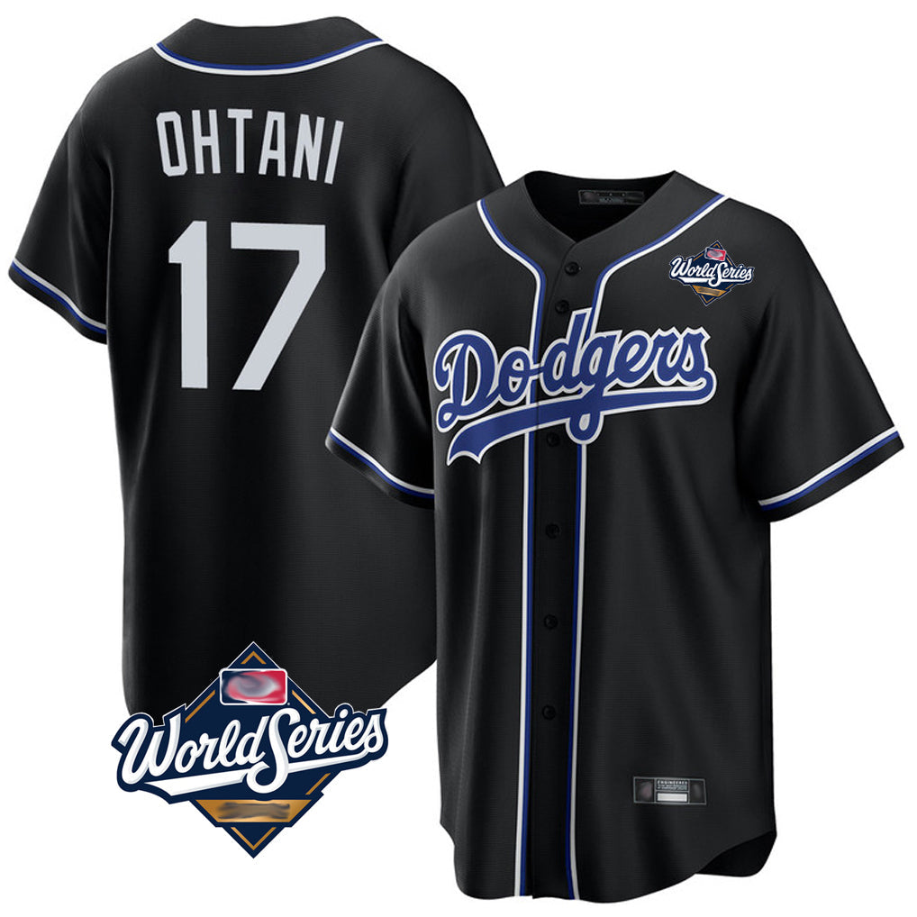 Silnrao LA.Dodgers #17 Shohei Ohtani Player Black World Series Carbon Limited Home Stitched Jerseys
