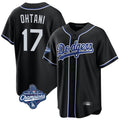 Silnrao LA.Dodgers #17 Shohei Ohtani Player Black World Series Meet Carbon Limited Home Stitched Jerseys