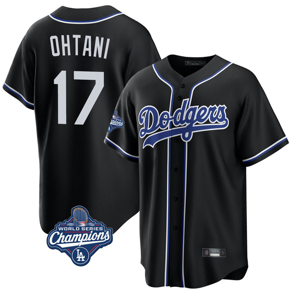 Silnrao LA.Dodgers #17 Shohei Ohtani Player Black World Series Meet Carbon Limited Home Stitched Jerseys