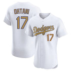 Silnrao LA.Dodgers #17 Shohei Ohtani Player Gold Limited Elite Home Stitched Jerseys