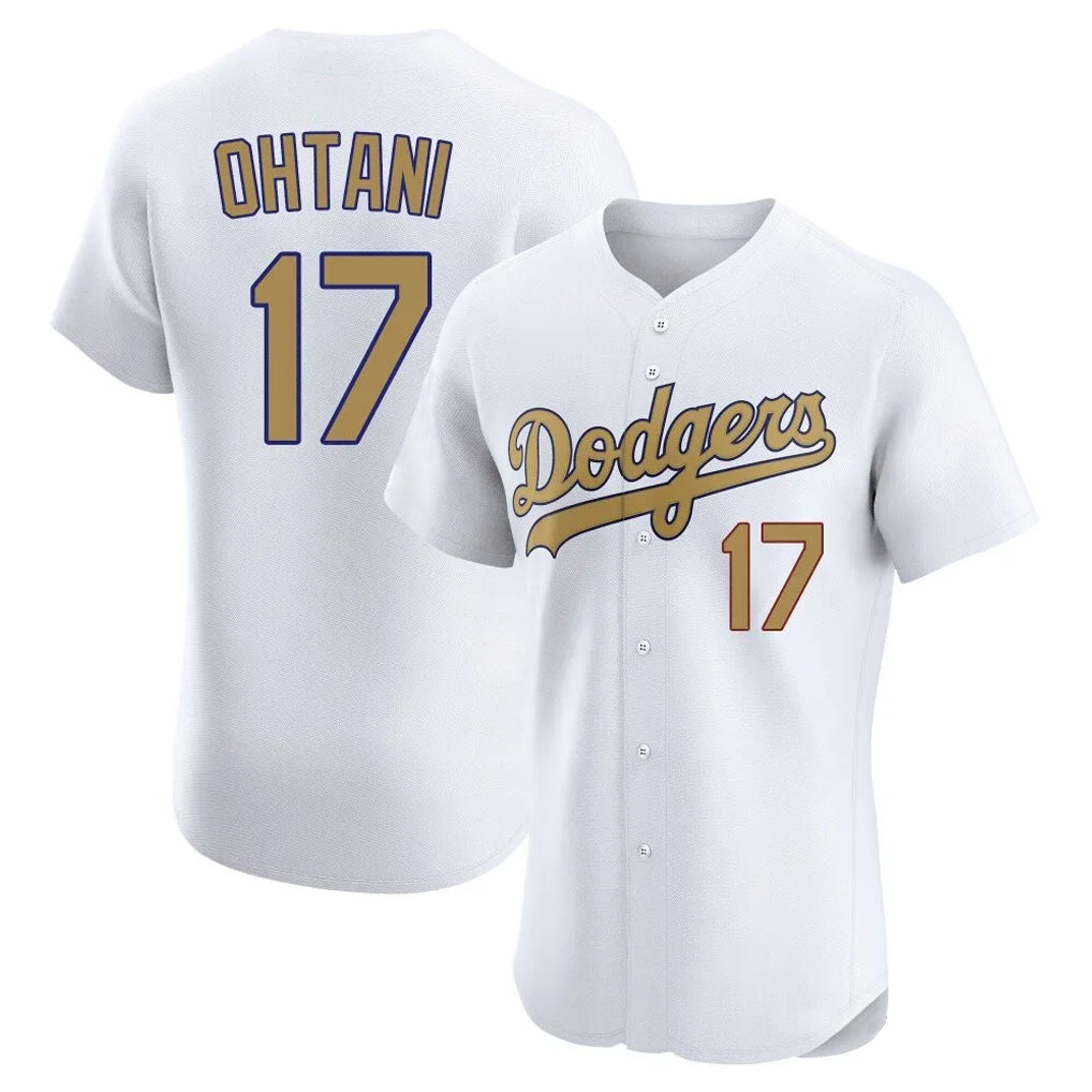 Silnrao LA.Dodgers #17 Shohei Ohtani Player Gold Limited Elite Home Stitched Jerseys