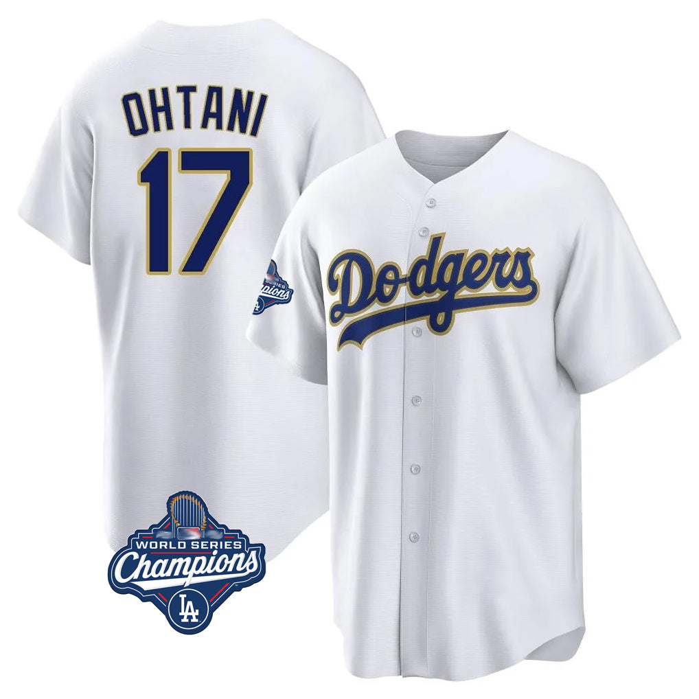 Silnrao LA.Dodgers #17 Shohei Ohtani Player Gold White World Series Meet 2026 Collection Stadium Game Stitched Jerseys