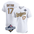 Silnrao LA.Dodgers #17 Shohei Ohtani Player Gold World Series Limited Elite Home Stitched Jerseys