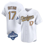 Silnrao LA.Dodgers #17 Shohei Ohtani Player Gold World Series Meet Collection Limited Home Stitched Jerseys