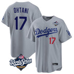 Silnrao LA.Dodgers #17 Shohei Ohtani Player Gray World Series Game Home Stitched Jerseys