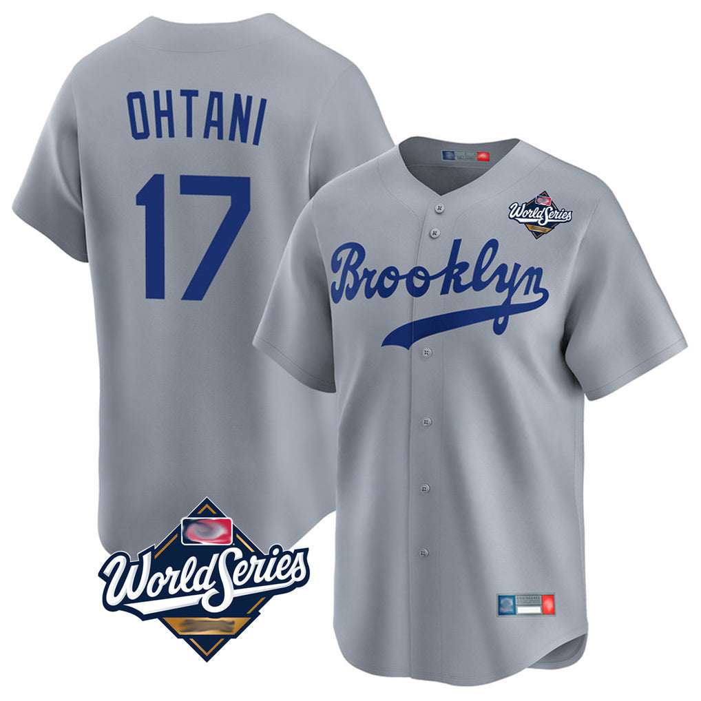 Silnrao LA.Dodgers #17 Shohei Ohtani Player Gray World Series Game Limited Home Stitched Jerseys