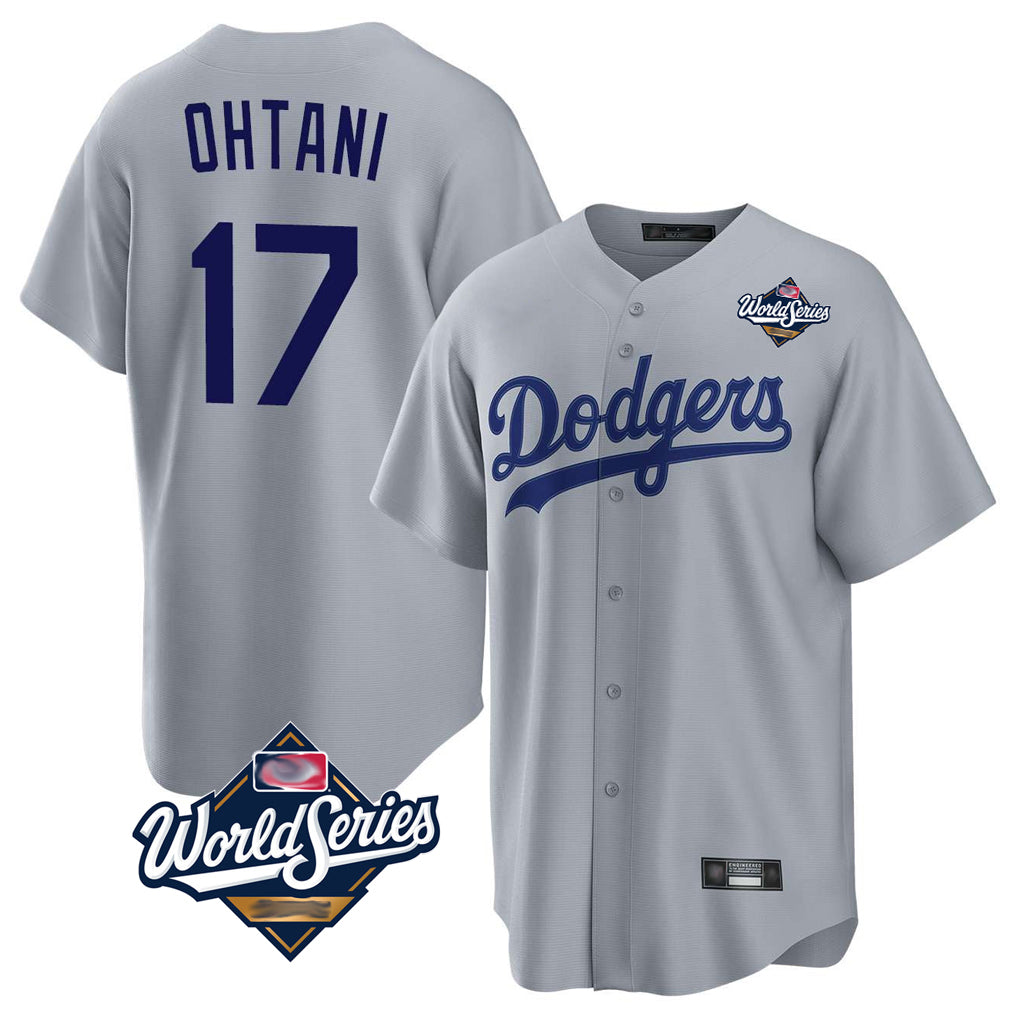 Silnrao LA.Dodgers #17 Shohei Ohtani Player Gray World Series Game Stitched Jerseys