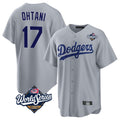 Silnrao LA.Dodgers #17 Shohei Ohtani Player Gray World Series Game Stitched Jerseys