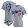 Silnrao LA.Dodgers #17 Shohei Ohtani Player Gray World Series Limited Elite Home Stitched Jerseys