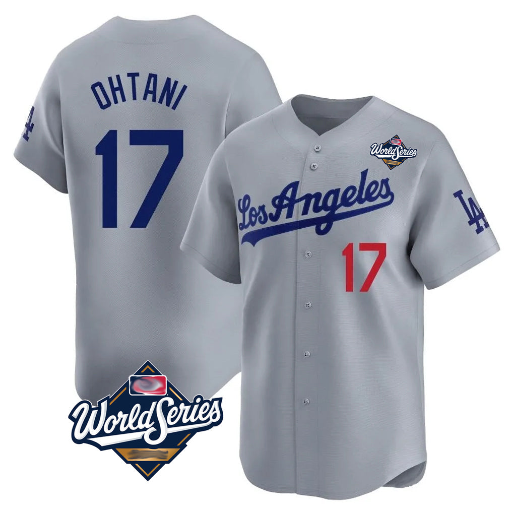Silnrao LA.Dodgers #17 Shohei Ohtani Player Gray World Series Limited Home Stitched Jerseys