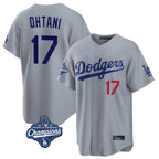 Silnrao LA.Dodgers #17 Shohei Ohtani Player Gray World Series Meet Game Home Stitched Jerseys