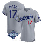 Silnrao LA.Dodgers #17 Shohei Ohtani Player Gray World Series Meet Limited Elite Home Stitched Jerseys