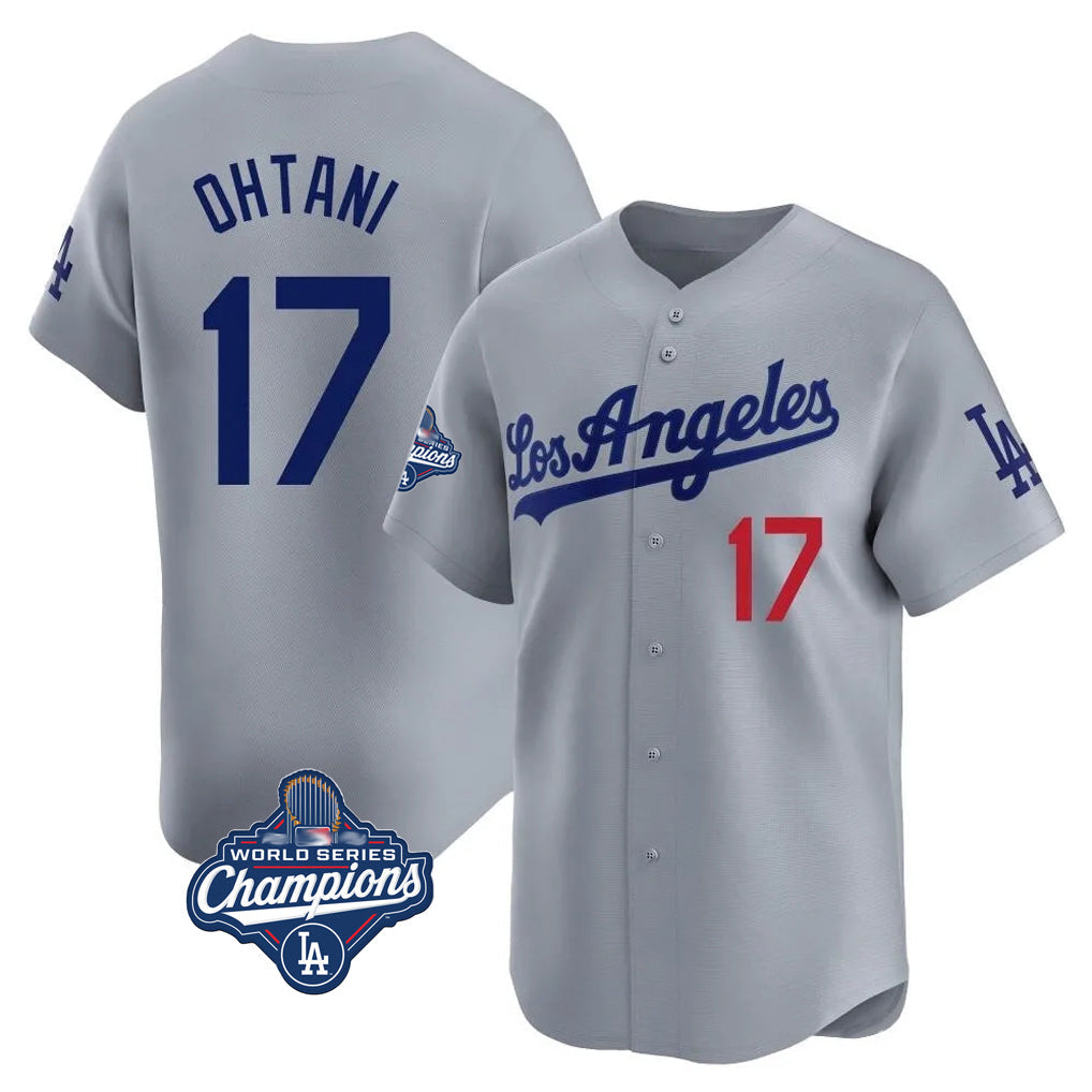 Silnrao LA.Dodgers #17 Shohei Ohtani Player Gray World Series Meet Limited Home Stitched Jerseys