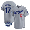 Silnrao LA.Dodgers #17 Shohei Ohtani Player Gray World Series Meet Limited Home Stitched Jerseys