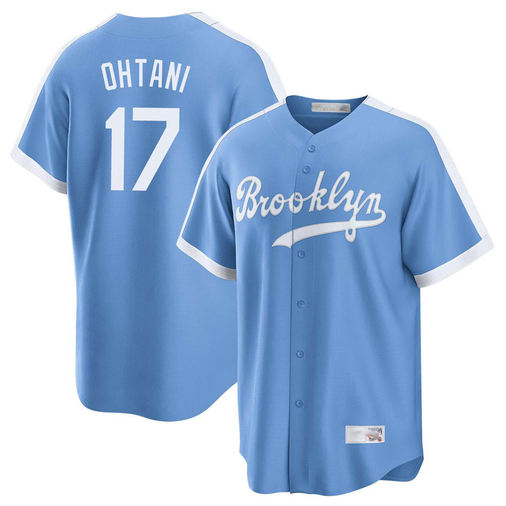 Silnrao LA.Dodgers #17 Shohei Ohtani Player Light Blue Cooperstown Collection Limited Stitched Jerseys