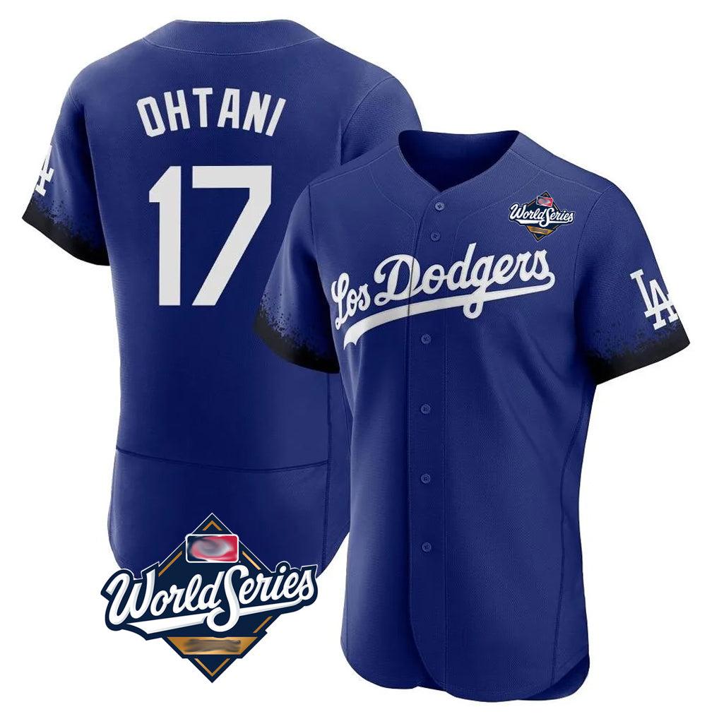 Silnrao LA.Dodgers #17 Shohei Ohtani Player Royal World Series City Connect Elite Home Stitched Jerseys