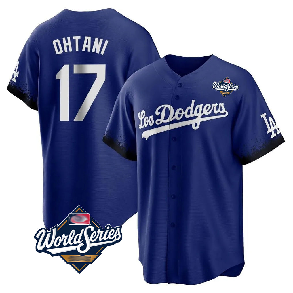 Silnrao LA.Dodgers #17 Shohei Ohtani Player Royal World Series City Connect Home Game Stitched Jerseys