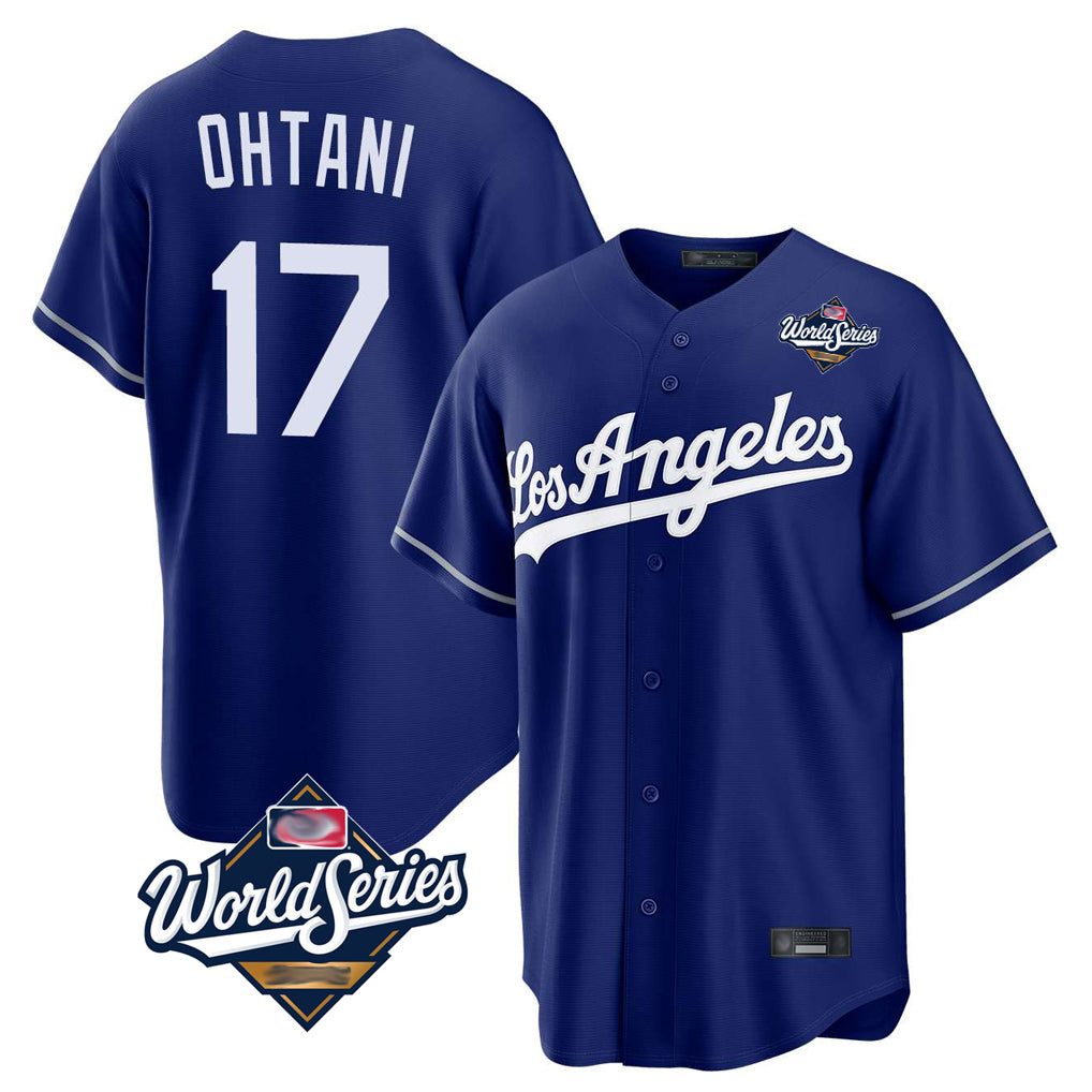 Silnrao LA.Dodgers #17 Shohei Ohtani Player Royal World Series Game Stitched Jerseys