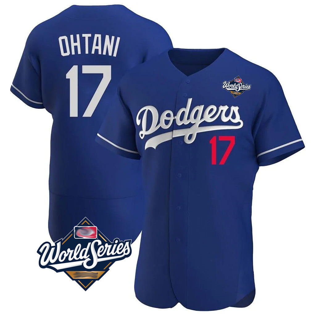 Silnrao LA.Dodgers #17 Shohei Ohtani Player Royal World Series Limited Elite Home Stitched Jerseys