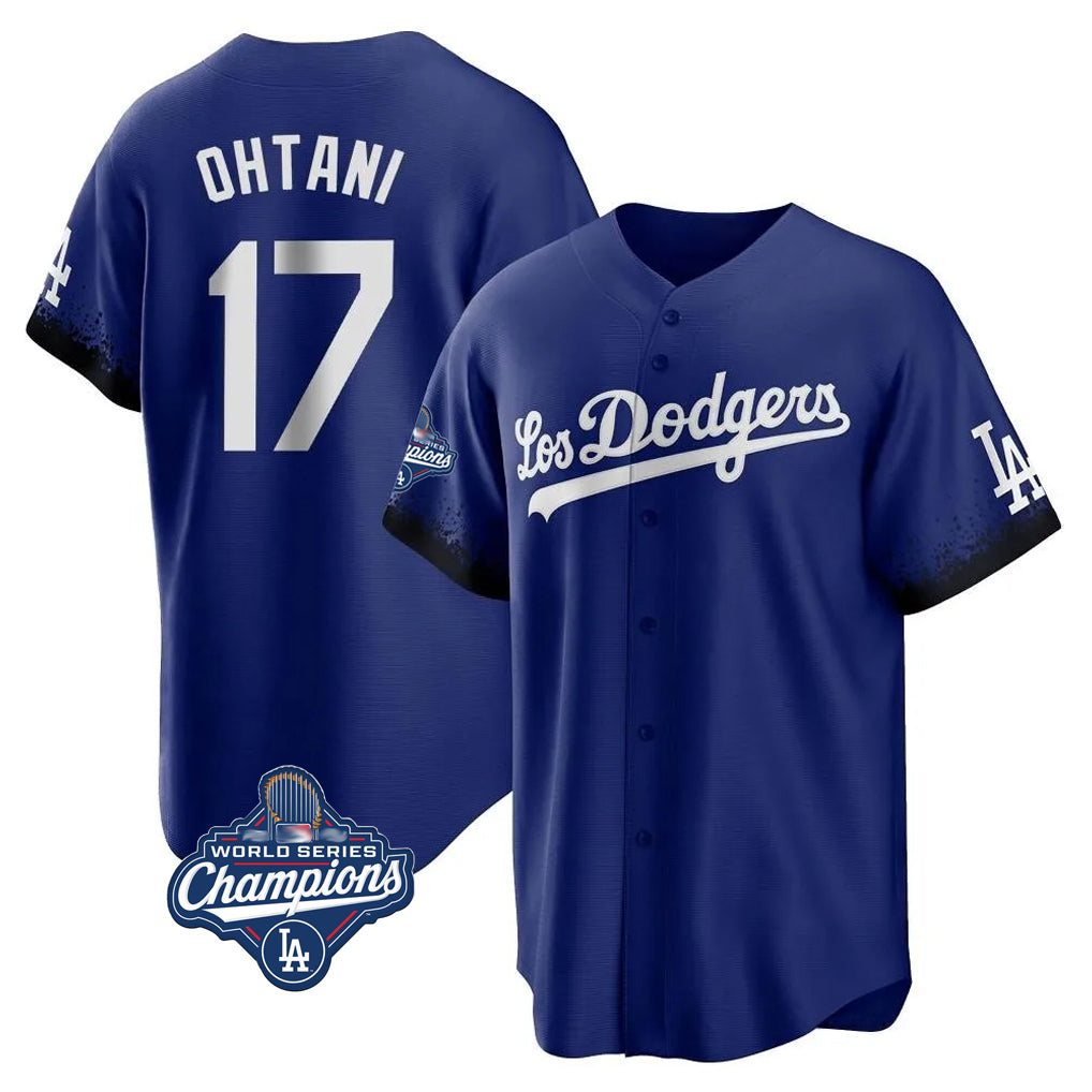 Silnrao LA.Dodgers #17 Shohei Ohtani Player Royal World Series Meet City Connect Home Game Stitched Jerseys