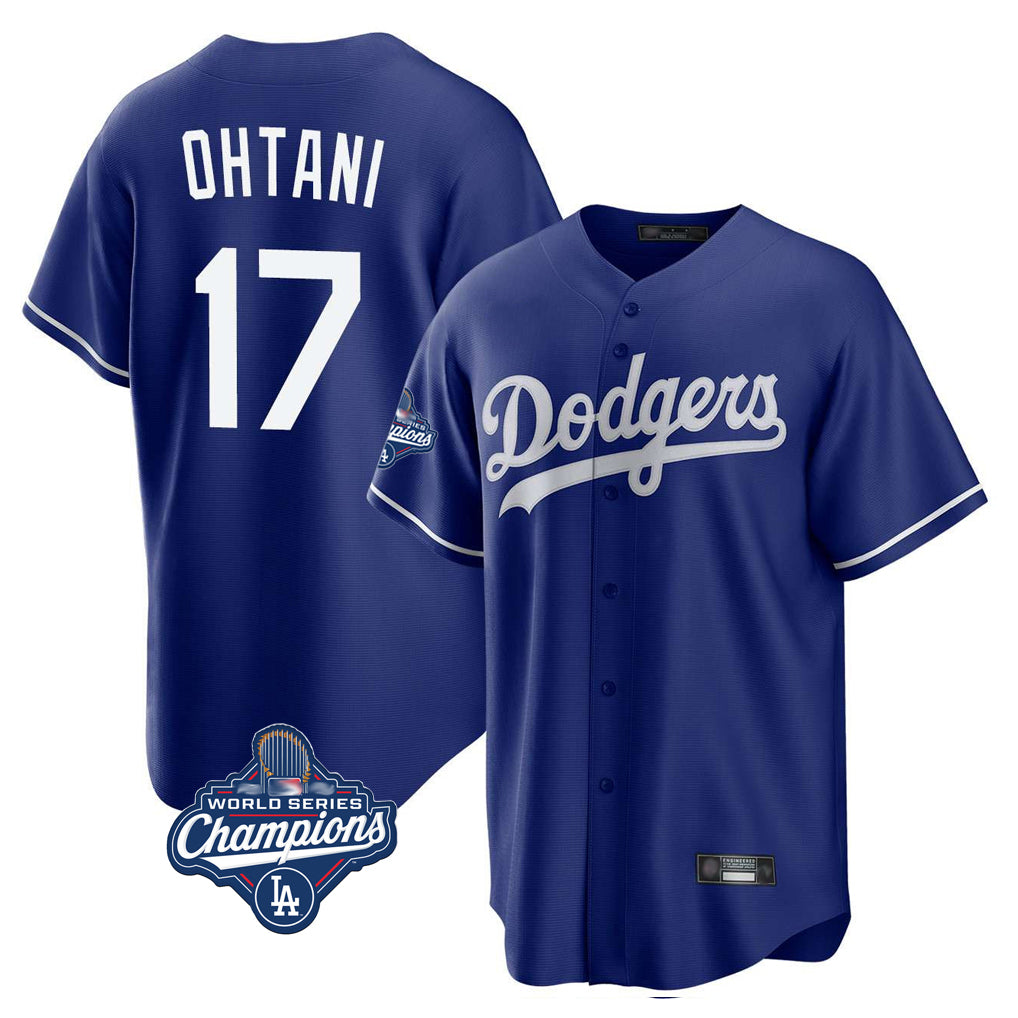 Silnrao LA.Dodgers #17 Shohei Ohtani Player Royal World Series Meet Home Game Stitched Jerseys
