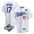 Silnrao LA.Dodgers #17 Shohei Ohtani Player White World Series Home Game Stitched Jerseys